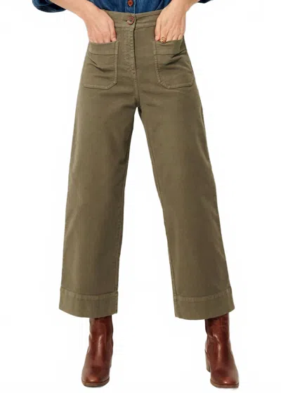 Sessun Hudpeach Semi-wide Crop Pants In Olive In Green