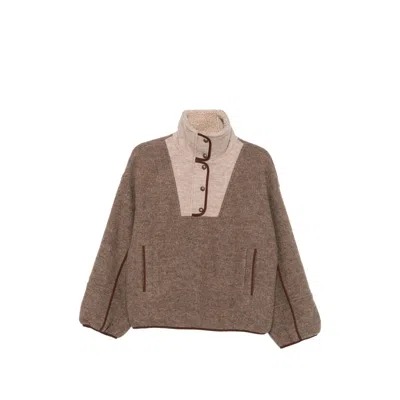 Sessun Contrast-panel Press-stud Jacket In Brown