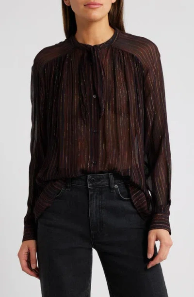 Sessun Sessùn Joylux Metallic Stripe Shirt In Coffea Lux