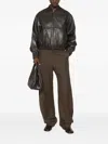 Sessun Leather Bomber Jacket In Black