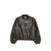 Sessun Leather Bomber Jacket In Black