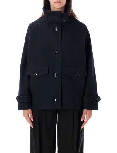 Sessun Wool Blend Stand Collar Coat In Blue