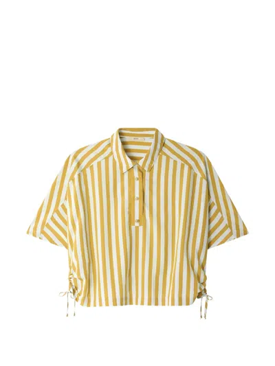 Sessun Lido Striped Drawstring-hem Shirt In Yellow