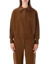 Sessun Long Sleeve Collared Button-front Sweatshirt In Marrone
