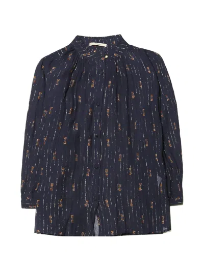 Sessun Lylee Metallic-thread Ruffled Shirt In Blue