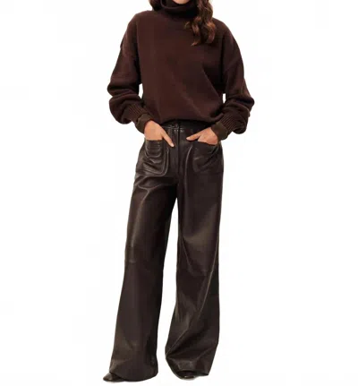 Sessun Manha Leather Pants In Coffee In Brown