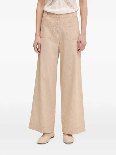 Sessun Manhatti Striped Wide-leg Trousers In Neutral