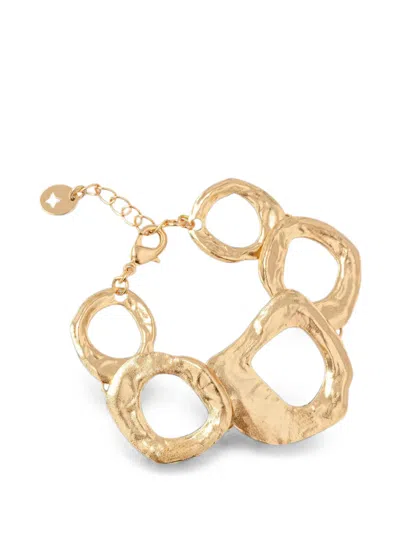 Sessun Maxie Hammered-effect Link Bracelet In Gold