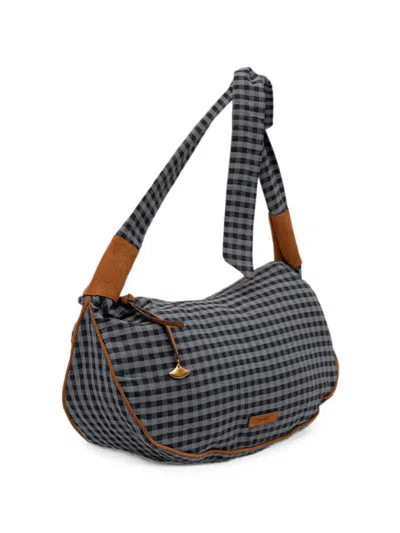 Sessun Mini Lango Gingham-check Shoulder Bag In Gray