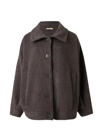 Sessun Nariwa Button-down Wool Jacket In Brown