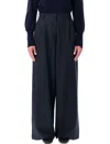 Sessun Navy Wide-leg Trousers In Marengo Flannel In Blue