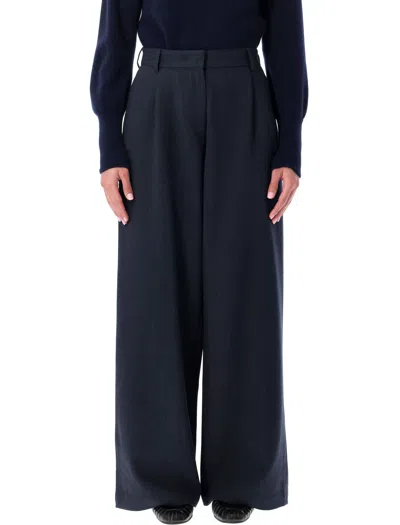 SESSUN SESSUN NAVY WIDE-LEG TROUSERS IN MARENGO FLANNEL