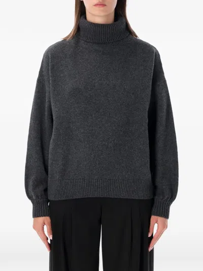 Sessun Niko Roll-neck Drop-shoulder Sweater In Gray