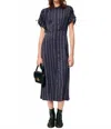 Sessun Nolong Midi Dress In Navy In Blue