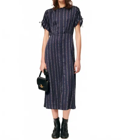 Sessun Nolong Midi Dress In Navy In Blue