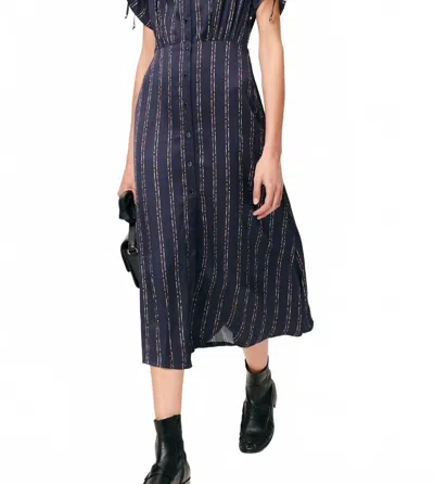 Sessun Nolong Midi Dress In Navy / Plumikat In Blue