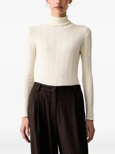 Sessun Norte Ribbed-knit Roll-neck Sweater In Neutral