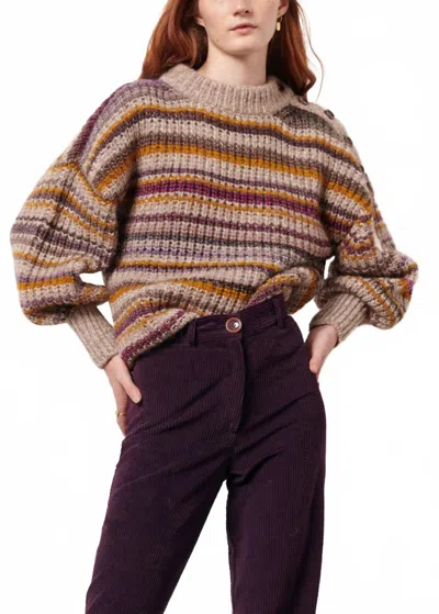 Sessun Nuza Stripe Sweater In Violet In Multi
