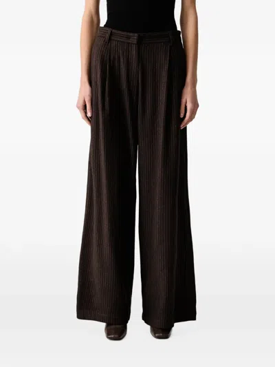 Sessun Orozco Pinstripe-pattern Pleated Trousers In Brown