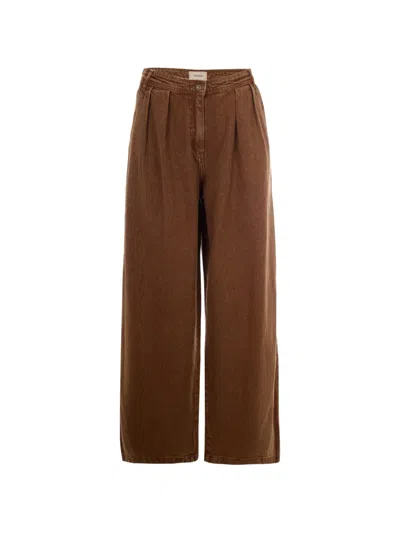 Sessun Pleated Baggy Trousers In Brown