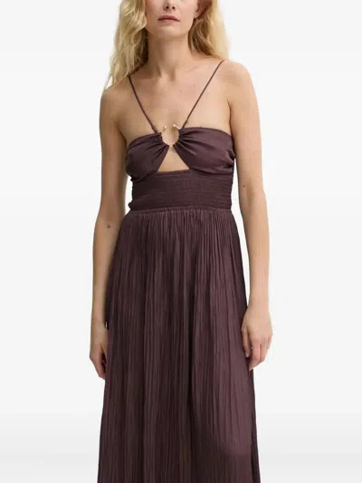 Sessun Ring-detail Pleated Maxi Dress In Brown