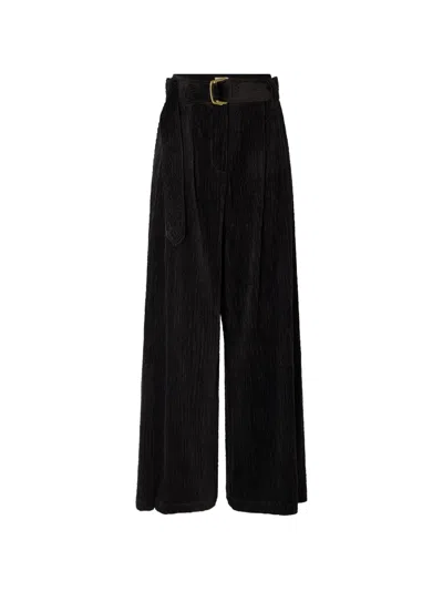 Sessun Rivel Belted Corduroy Trousers In Black