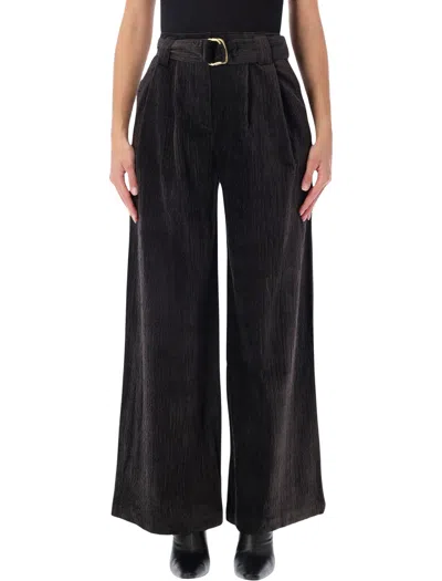 Sessun Rivel High-waisted Wide-leg Pleated Corduroy Pants In Multi