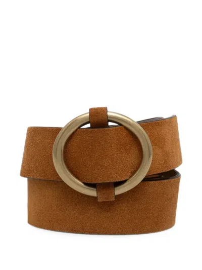 Sessun Round-buckle Suede Belt In Brown