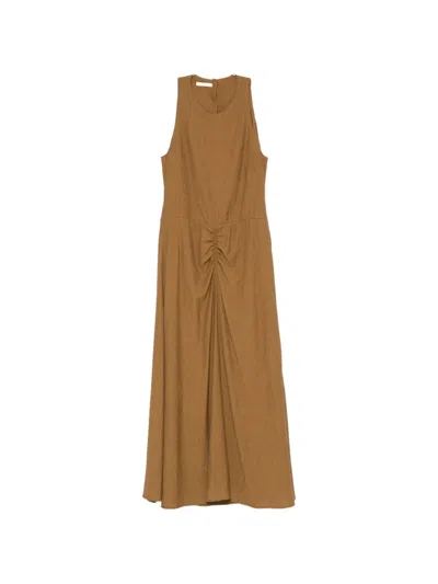 Sessun Ruched Midi Dress In Brown