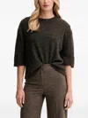 Sessun Short-sleeve Knitted Top In Brown