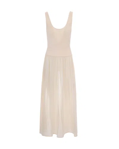 Sessun Sleeveless Mixed Media Maxi Dress In Fleur De Sel