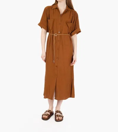 Sessun Sofia Midi Shirt Dress In Caramel In Brown