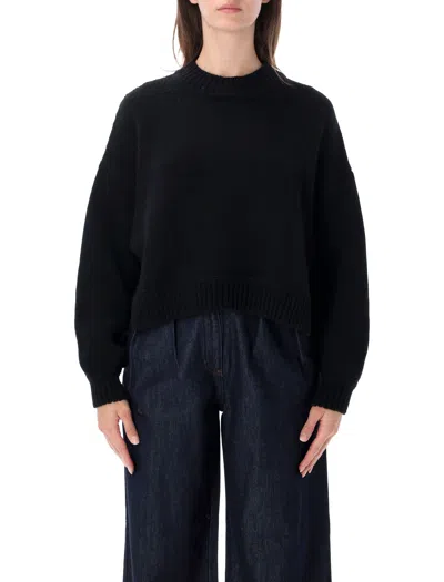 Sessun Spero Relaxed Wool Mini Sweater In Nero