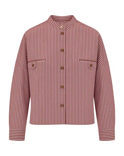 Sessun Striped Button-front Shirt Jacket In Multi
