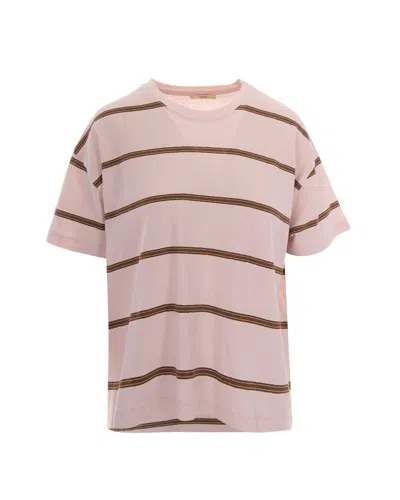 SESSUN SESSÙN STRIPED COTTON-LINEN T-SHIRT