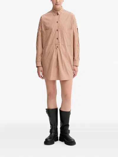 Sessun Striped Shirt Mini Dress In Neutral