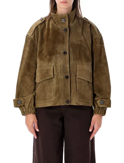 Sessun Suede Field Jacket In Marrone