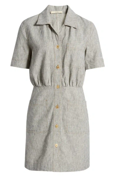 Sessun Sessùn Tanohi Linen & Cotton Shirtdress In Whiblack