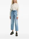 Sessun Textured Gold-button Blouse In Blue
