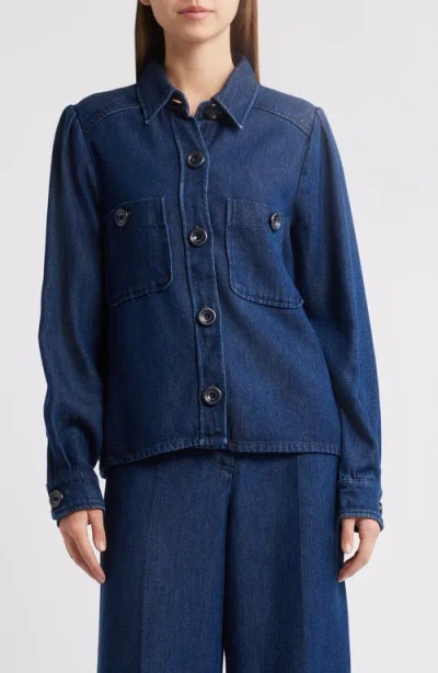 Sessun Sessùn Theo Denim Button-up Shirt In Indigo Blue