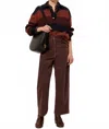 Sessun Velvet Straight Cruise Pants In Brown In Brown
