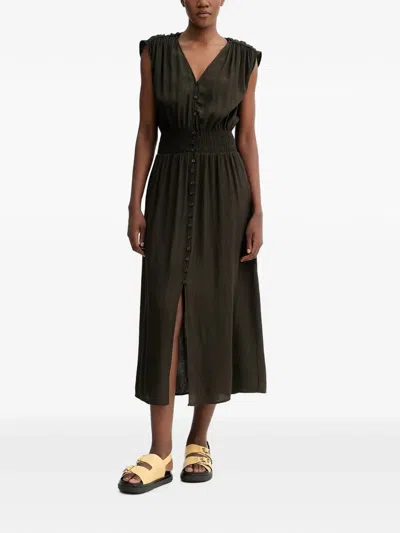 Sessun V-neck Buttoned Dress In Black