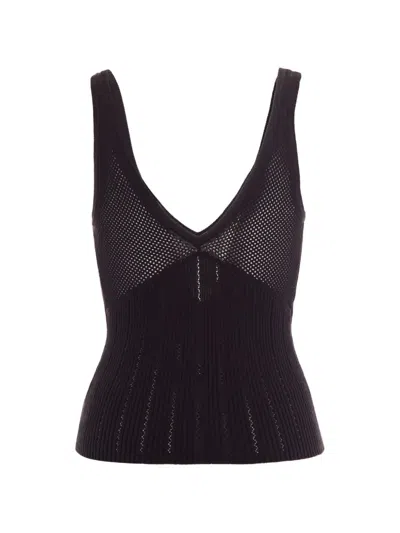 Sessun V-neck Knitted Top In Black