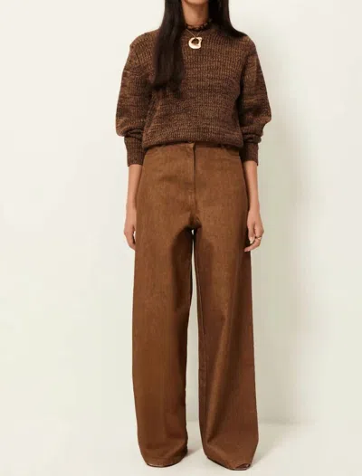 Sessun Wadden Balloon Sleeves Jumper In Kakiwood In Brown