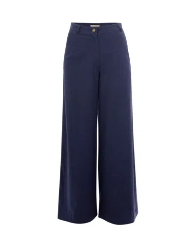 Sessun Wide-leg Tailored Trousers In Exclusive Chiné Fabric In Blue
