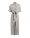 Sessun Woman Midi Dress Black Size L Viscose, Silk In Gray