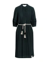 Sessun Woman Midi Dress Dark Green Size M Viscose, Polyamide In Green