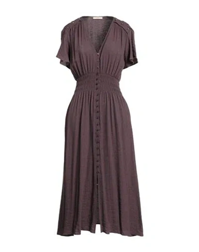 Sessun Woman Midi Dress Plum Size L Viscose, Polyamide