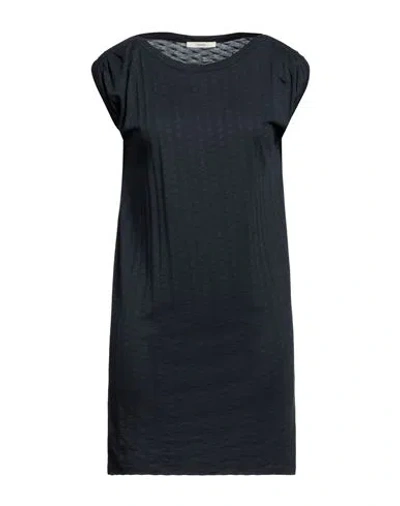 Sessun Woman Mini Dress Navy Size Xs Lyocell, Cotton In Navy Blue