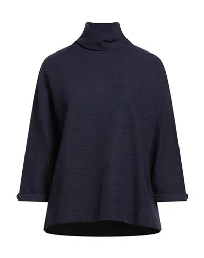 Sessun Woman Turtleneck Navy Size S Cotton, Polyester In Blue